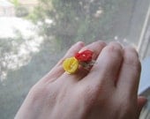 Spring Flower Ring- Orange Yellow and Mint Green Spring Flower Ring