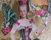 Marie Antoinette Paper Doll Digital Download Collage Sheet - Altered Art  Black Corset Butterfly Cabaret Dancer For Paper Crafts CS20M