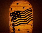 Primitive Patriotic American Flag Fourth of July Lantern