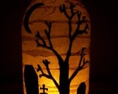 Grungy Primitive Halloween Cemetary Lantern