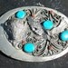 Huge Navajo Vintage Belt Buckle - turquoise, coral, bison and eagles