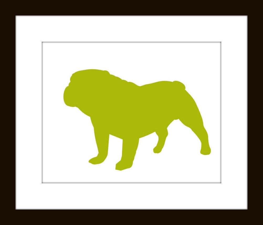 Bulldog Art Print Poster Silhouette Wall Decor 8 x 10 size Matted to 11 x 14