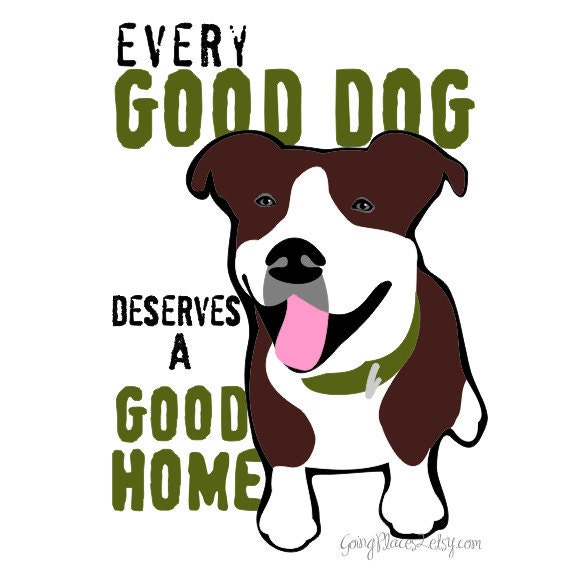 Pitbull Rescue Dog Art Print Wall Decor Digital Art