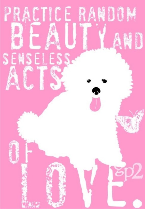 Bichon Frise Dog Art Print Wall Decor Perfect Dog Print for a Nursery or Girls Bedroom