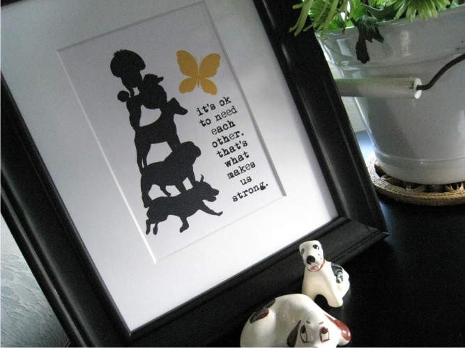Dogs Helping Dogs Art Print Wall Decor Inspirational Message