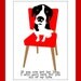 Hound Dog Art Wall Decor Waiting on a Red Chair to be Rescued 5x7