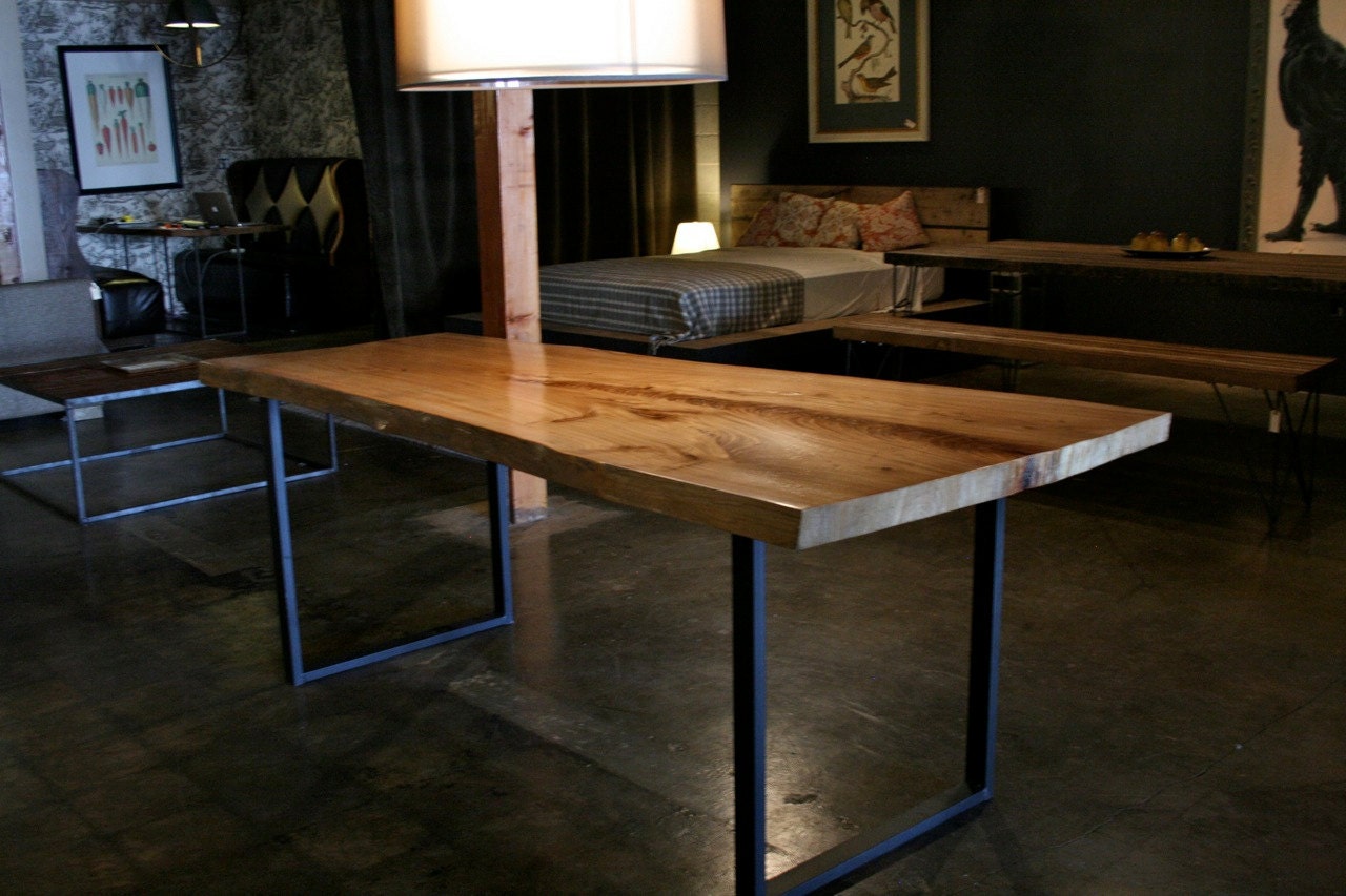 Live Edge Reclaimed Wood Dining Table - White Elm