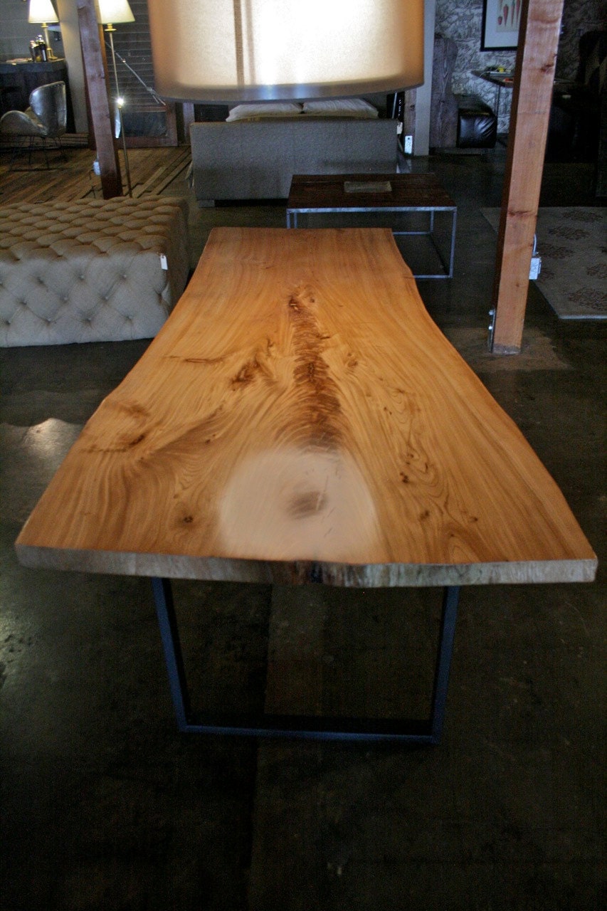 Live Edge Reclaimed Wood Dining Table - White Elm