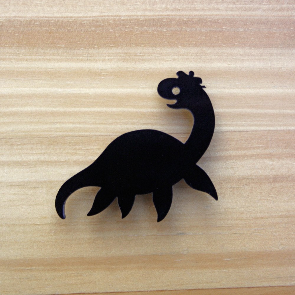 Loch Ness Monster black laser cut brooch