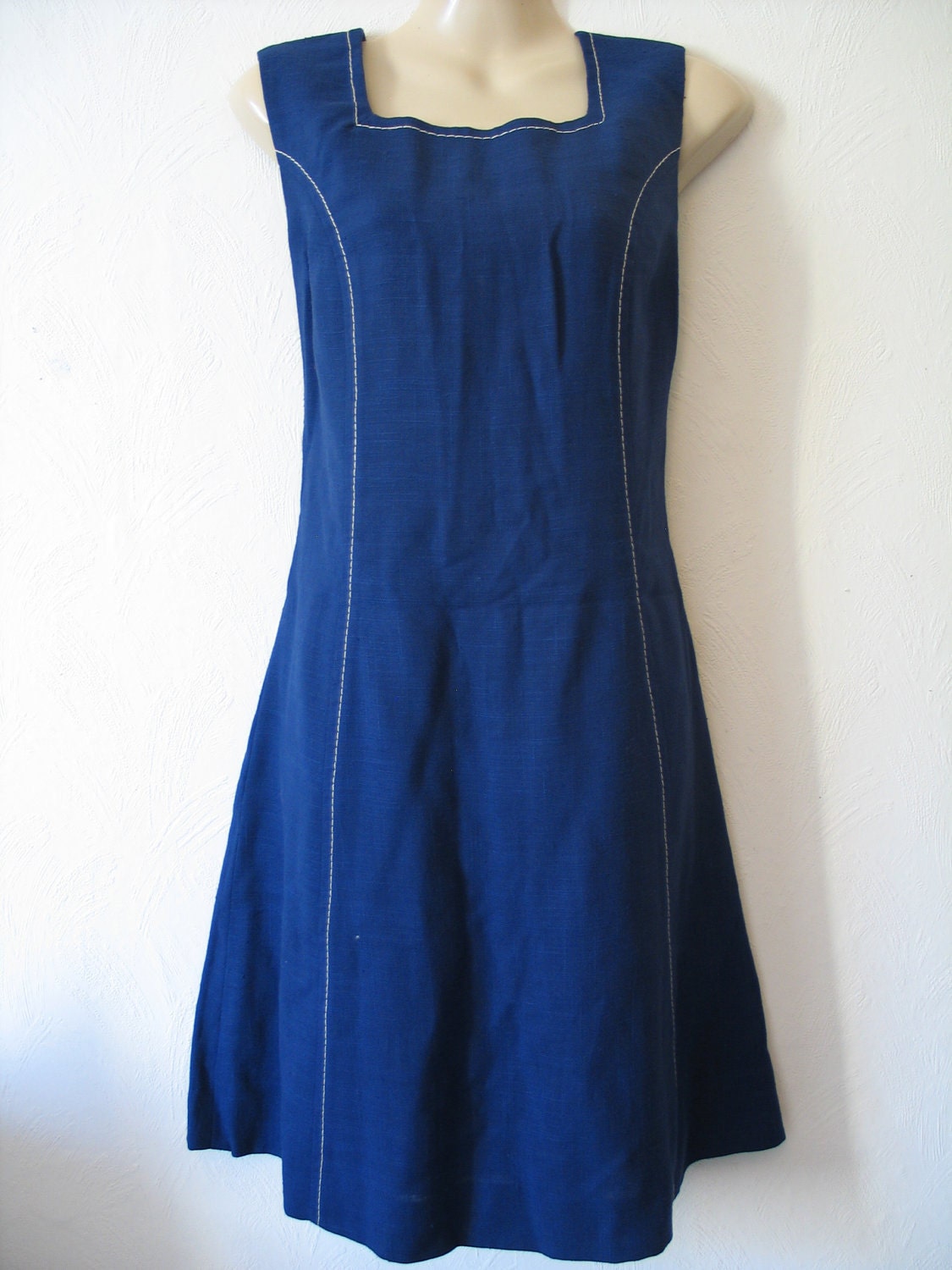 MOVING SALE 30% OFF Classic pure linen royal blue shift dress