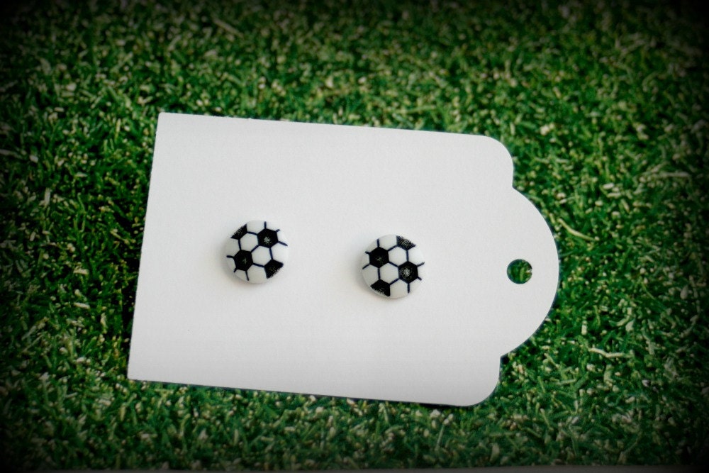 soccer ball pierced earrings