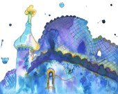 Watercolor Travel Illustration - Barcelona and Me print