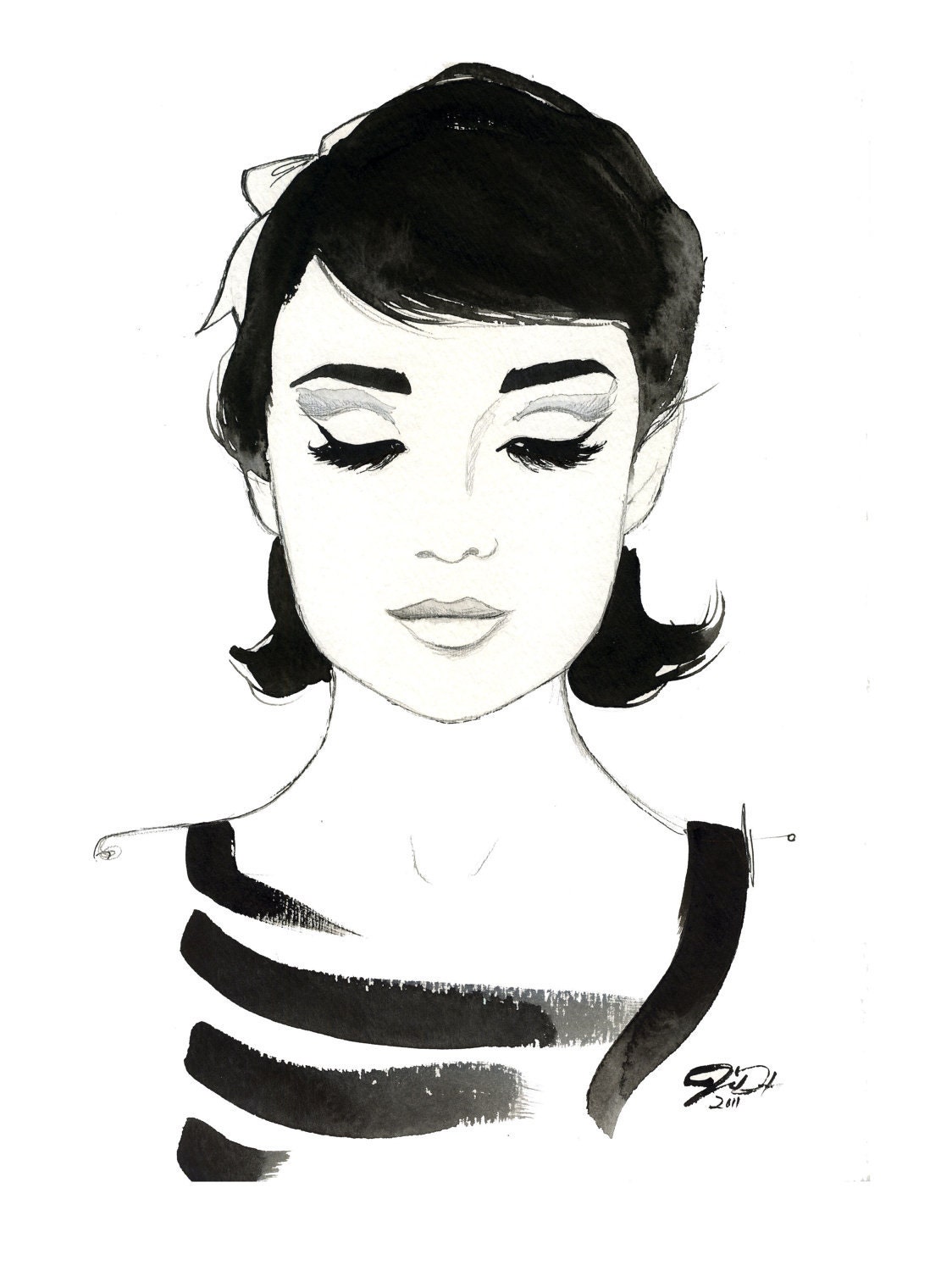 Watercolor Fashion Illustration -Audrey Always print