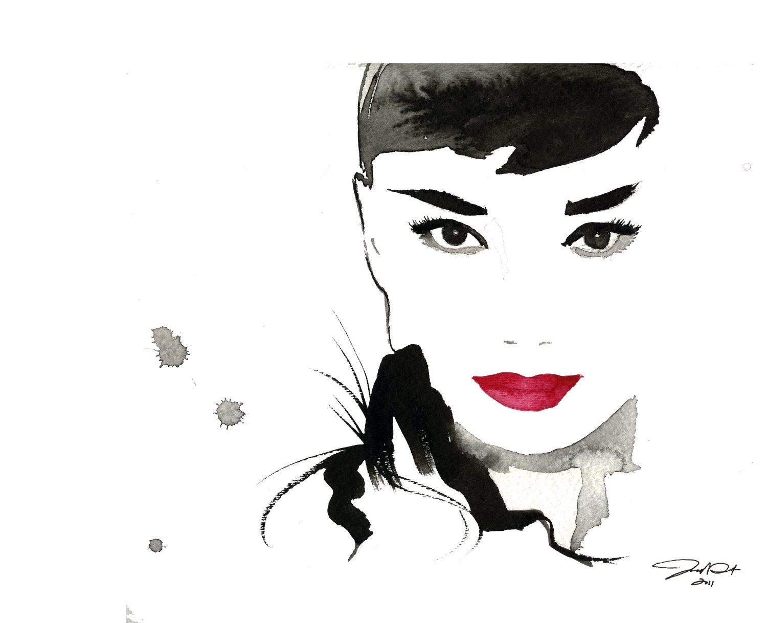 Watercolor Fashion Illustration - Gesture of Audrey print version