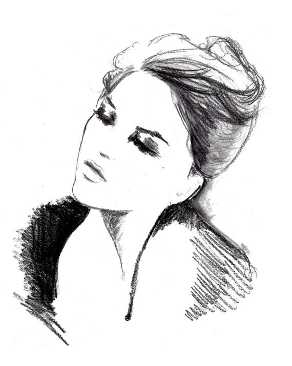 Doodles from my Sketchbook, Charcoal study of woman, Jessica Durrant - Print of untitled charcoal drawing