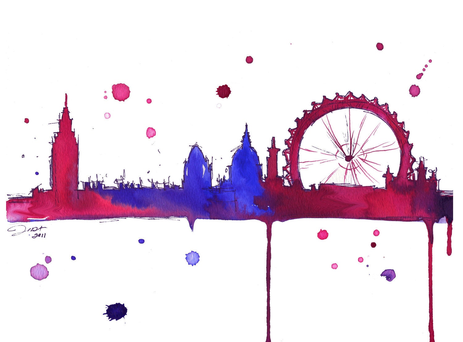 Watercolor Travel Illustration - London Baby print