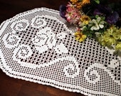 White Oval Crochet Runner