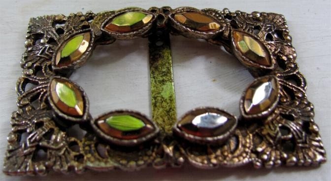 Vintage Antique Super Pretty Gemstone Encrusted Ladies Belt Buckle or Strap Buckle
