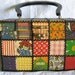 Vintage Decoupage CRAZY QUILT DESIGN Wooden Wood Box Purse with Handle Case