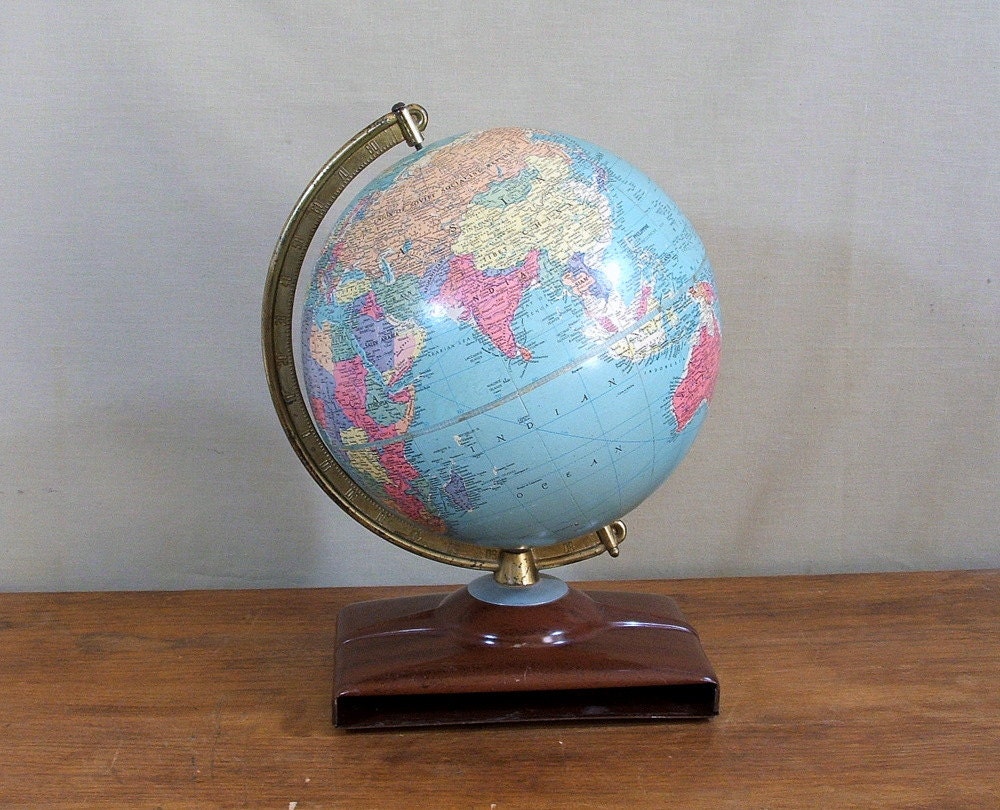 Vintage World Globe, Replogle Precision 1945, Ten Inch