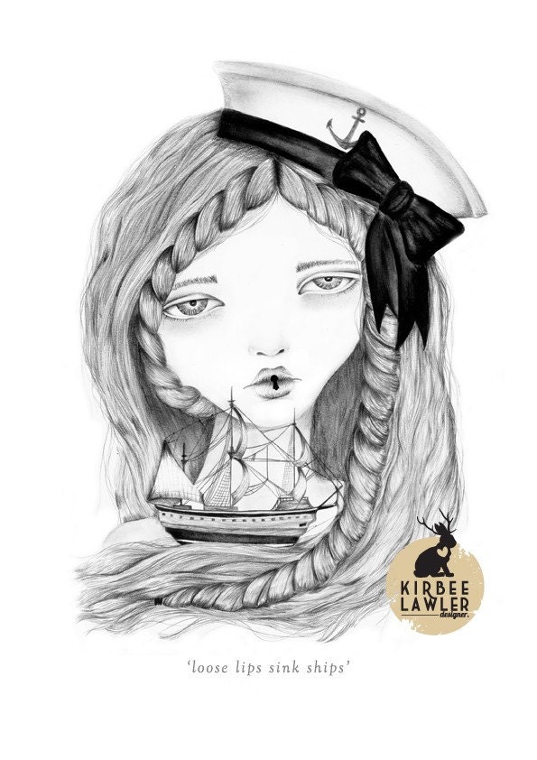 Loose Lips Sink Ships...Open Edition A4 Art Print