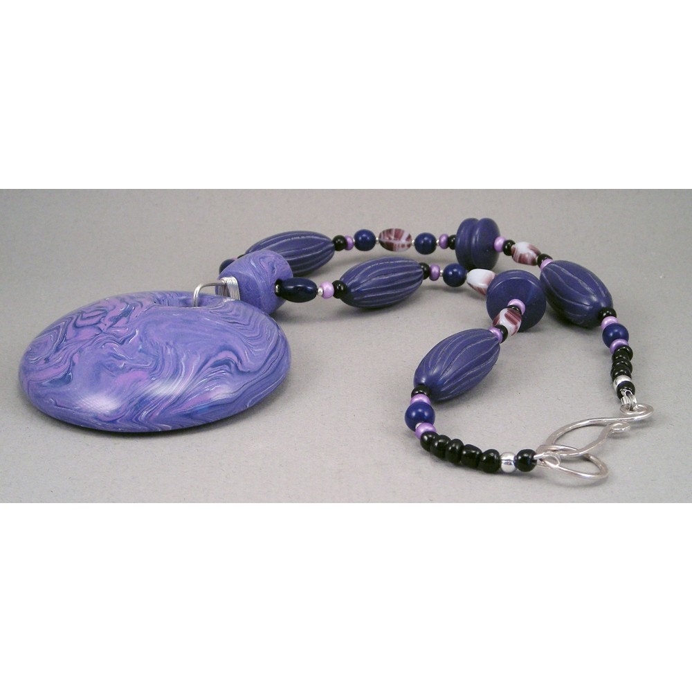 Handcrafted Necklace - Purple Donut Choker No. 157