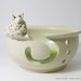 Yarn Bowl - A Sheep to Shear to Spin to Knit - with a green glass meadow