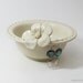 Creamy White Earring Bowl with a Hand Sculpted Flower and a Recycled Glass Puddle - discounted