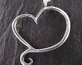 Heart Necklace, Sterling Silver, Handcrafted, Swirl, Unique, Elegant, Love. APHRODITE NECKLACE.