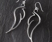 Wing Earrings, Sterling Silver, Handcrafted, Angel, Bird, Dangling, Elegant. PHOENIX WING EARRINGS.