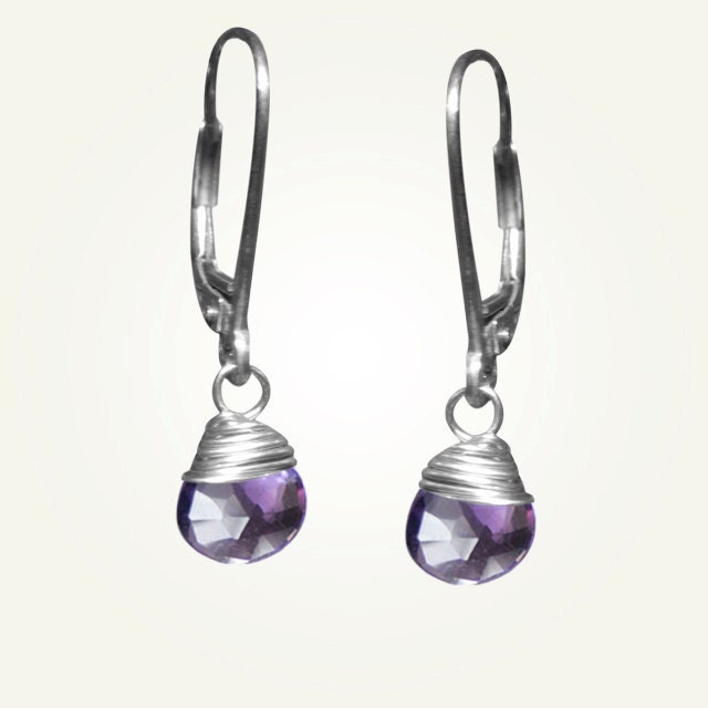 Gemstone Earrings, Amethyst, Purple, Sterling Silver, Handcrafted, Drop, Dangle. CANDY DROP EARRINGS in Amethyst.