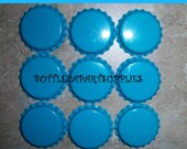 100 AQUA  Bottle Caps Lot For Scrapbook, Bows, Crafts. New Crown Caps.