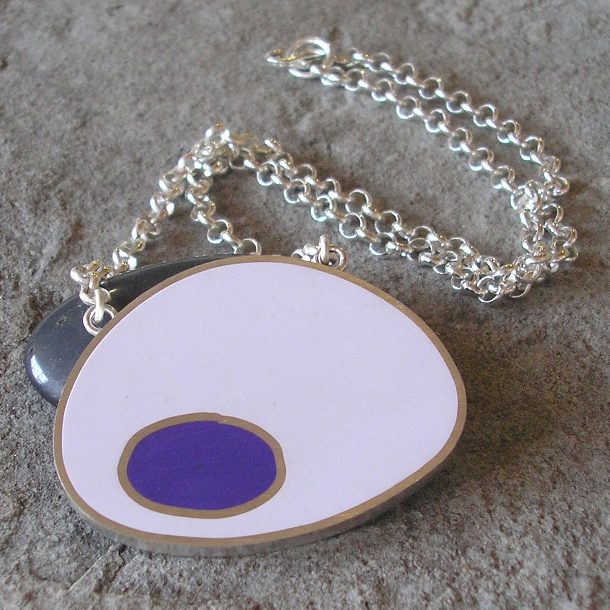 Purple Resin Necklace- Bright Purple and Lavender Pod Pendant with Sterling Silver
