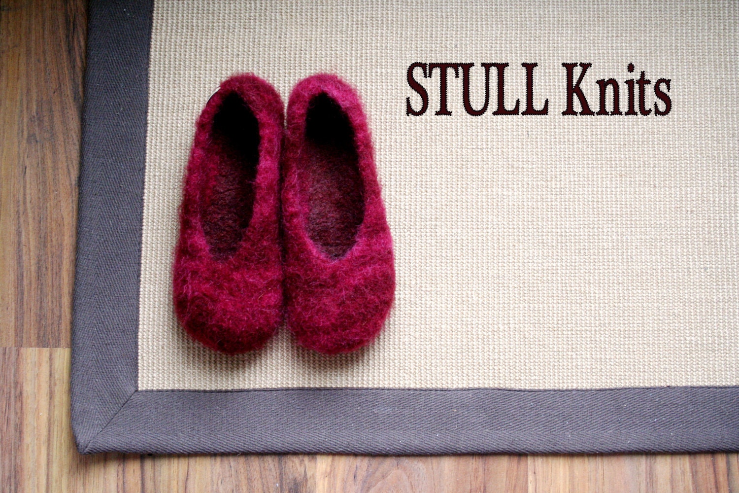 Wool Felted Stull slippers ... Wine Splash ... Made to order
