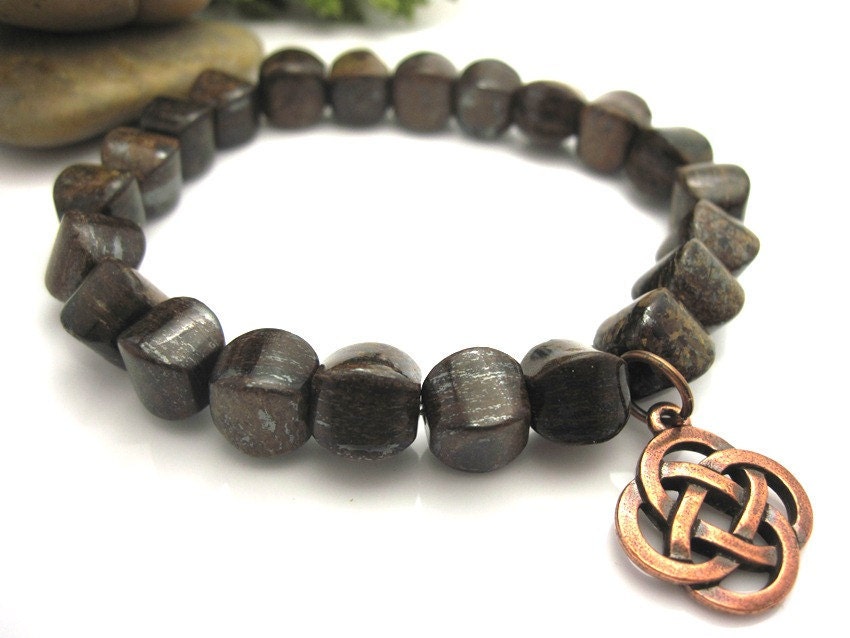 Bronzite Celtic Knotwork Charm Energy Bracelet