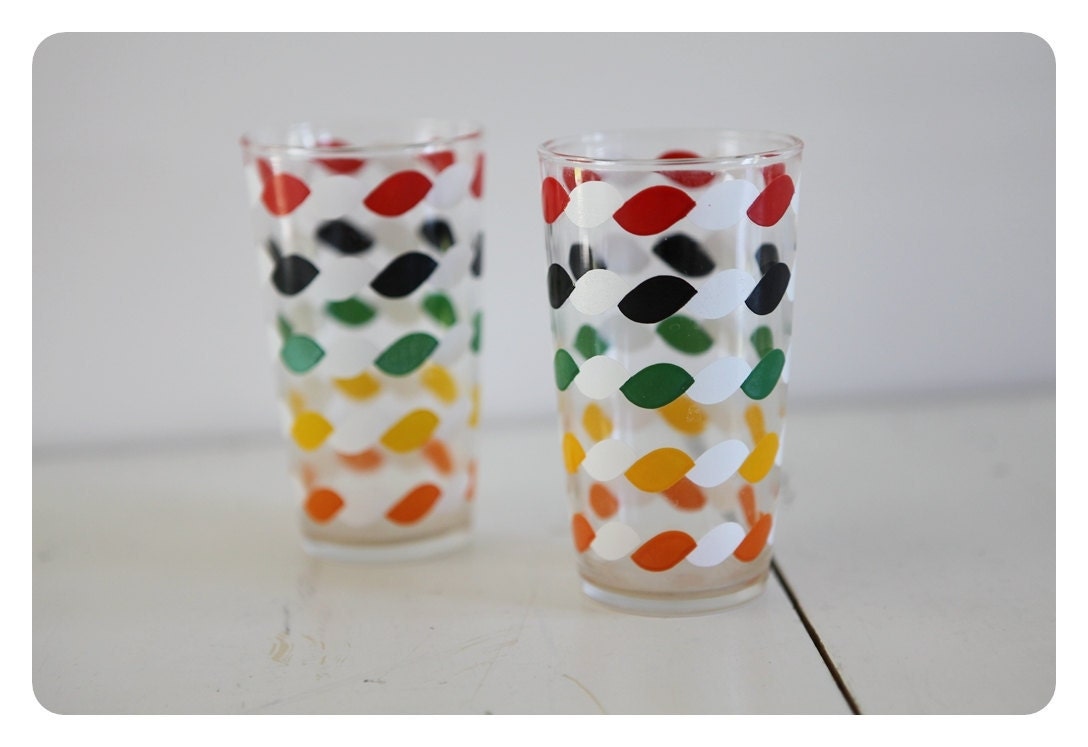 Vintage Set of Two Retro Glasses