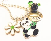 Panda Hand Stamped Necklace - Personalized Charm Necklace for Children