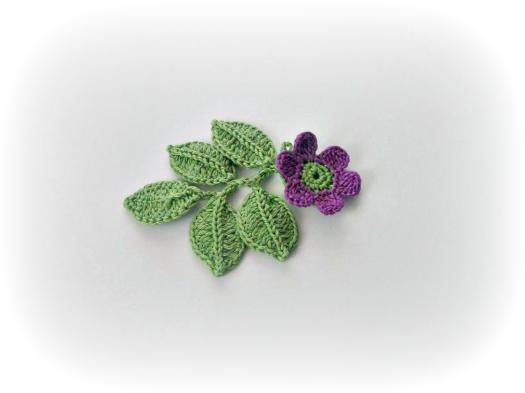 Keychain, Floral, Crochet, Green, Purple, Gift, Spring, Handmade, Romantic,