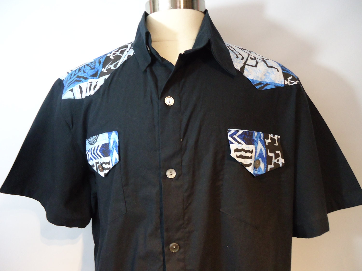 Hawaiian Print Western Shirt XL