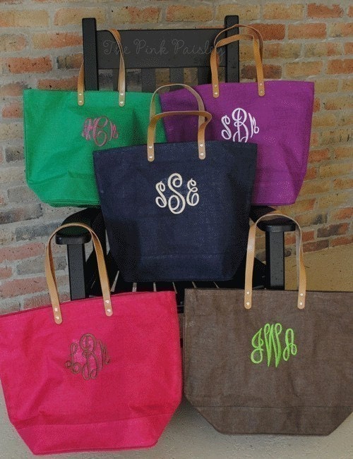Monogrammed Jute Tote
