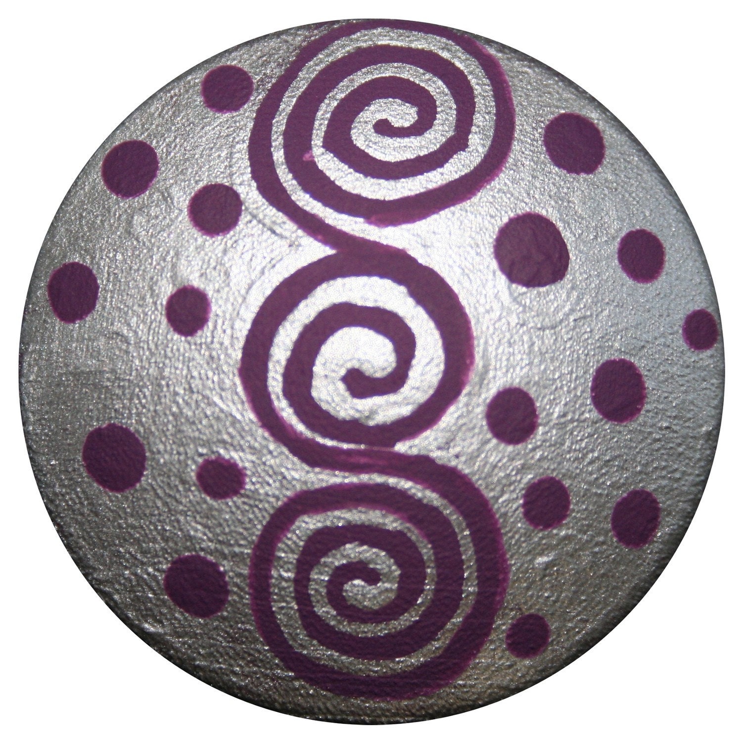 Purple and Silver Swirl and Polka Dot Pull Knobs