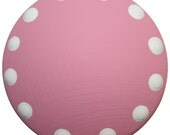 Pink with White Outer Polka Dot Knobs- Matching single light switch cover available
