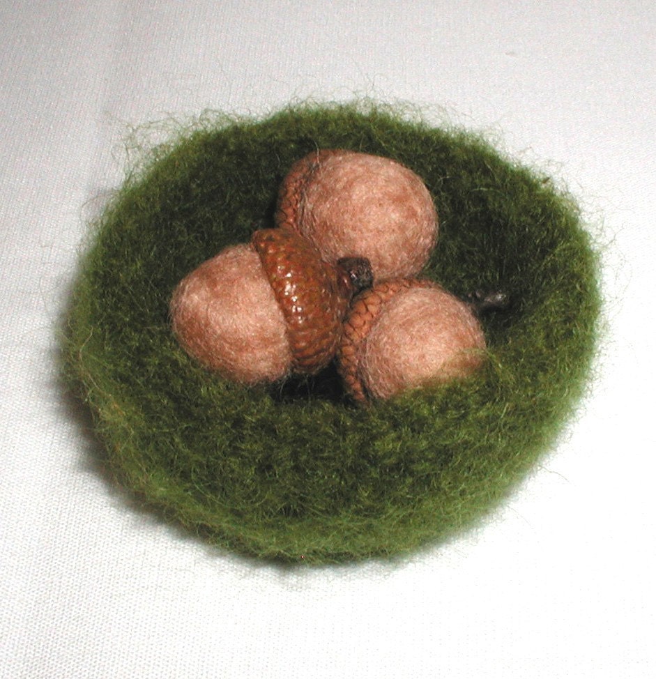 Green Felted Wool Bowl