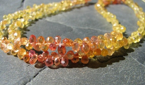 AA Multi Color African Sapphire faceted briolettes, 1/2 strand, 2.8 x 2.5 - 5 x 3mm