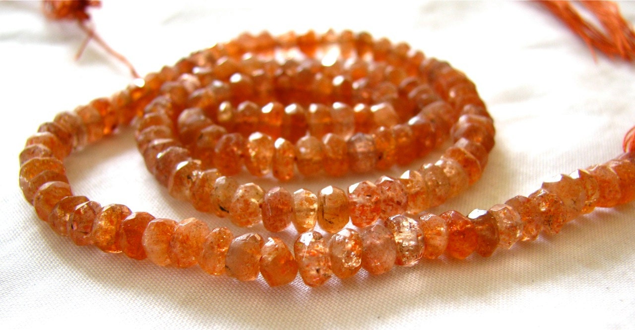 Sunstone faceted rondelles, 14.75" FULL strand, 4.5mm (4pe5)
