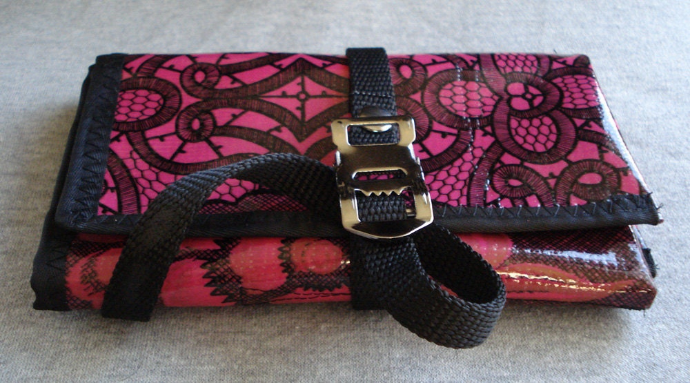 Bicycle tool roll - oilcloth (fuchsia)