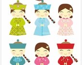 Digital clip art for all use, Chinese dolls, INSTANT DOWNLOAD clip art