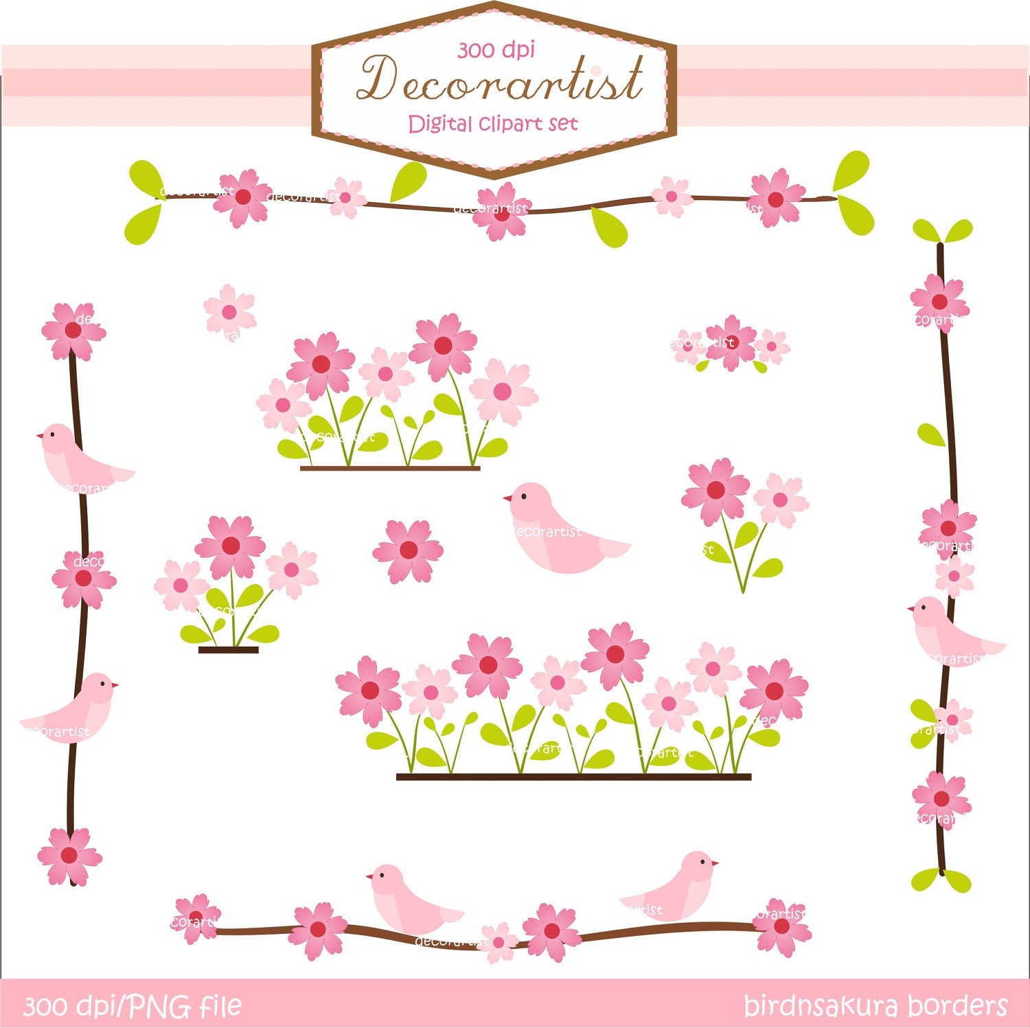 Pink Flower Border Clip Art