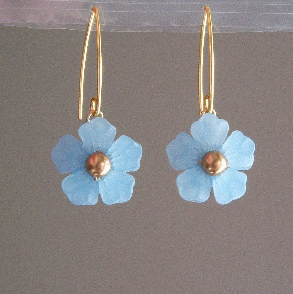 Blue Flower V-Hook Earrings - Custom Colors