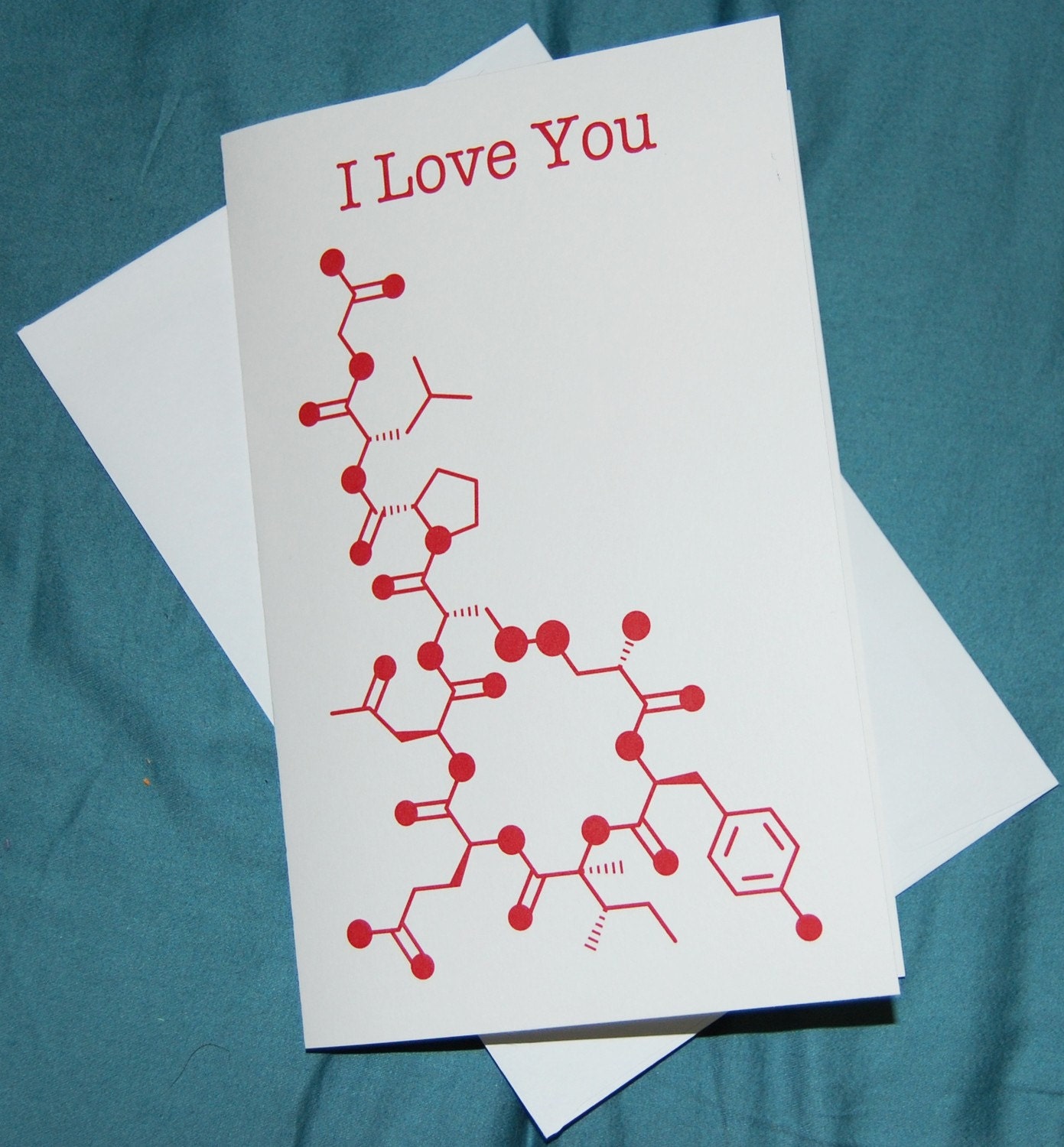 Oxytocin - I Love You - Chemistry Nerd Greeting Card - Red